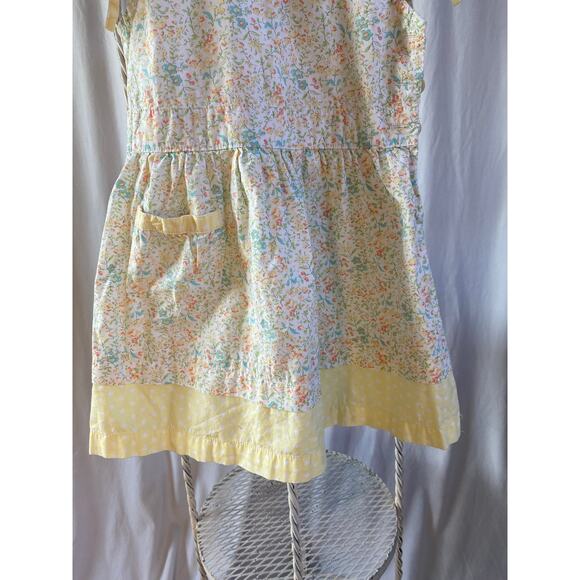 Oh Kosh B' Gosh Dress Retro Cotton Yellow Floral Contrast Hem Sleeve Bows Size 4 - Picture 6 of 8